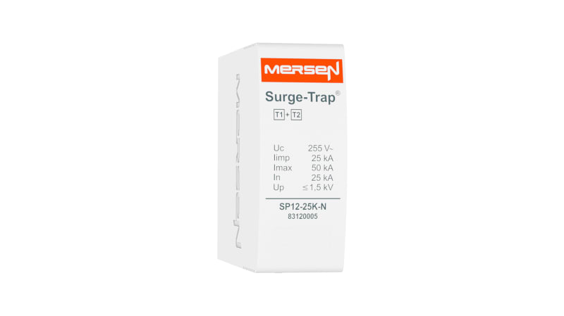 Mersen, STPT12 275 V ac Maximum Voltage Rating 25kA Maximum Surge Current Type 1 Arrester, Type 2 Arrester, Plug In