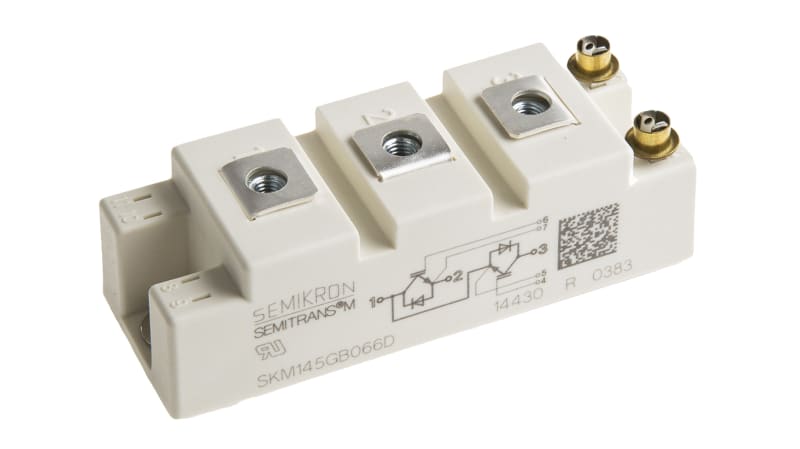 Semikron SKM145GB066D Dual Half Bridge IGBT Module, 195 A 600 V, 7-Pin SEMITRANS2, Panel Mount